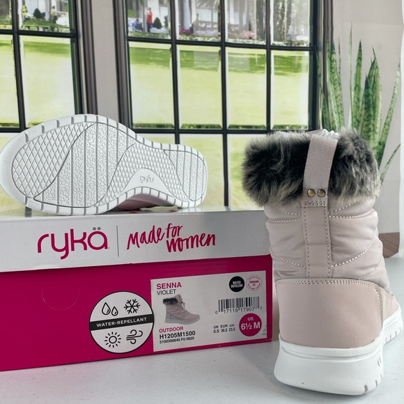 ryka water repellent suede and faux fur slip ons